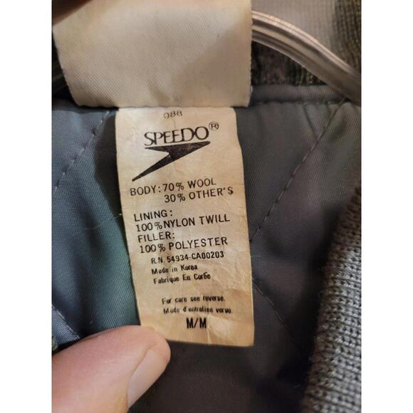 Vtg 90s Speedo Varsity Bomber Letterman Wool Jacket Stars Stripes USA America M - Picture 4 of 6